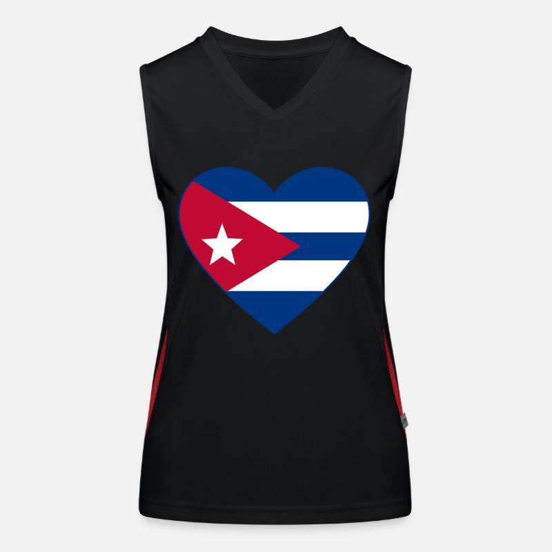 Cuba Flag Heart Women's Functional Contrast Tank Top
