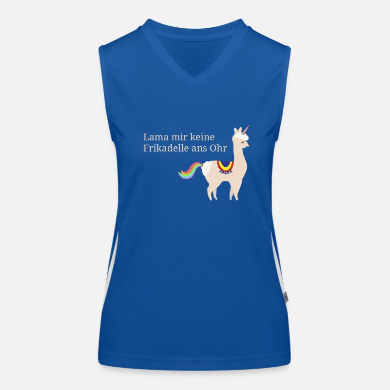 Lama Einhorn mit coolem Spruch Funktionelles Kontrast-Tank Top für Frauen