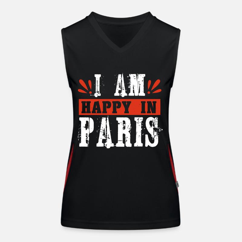 I AM HAPPY IN PARIS Women's Functional Contrast Tank Top