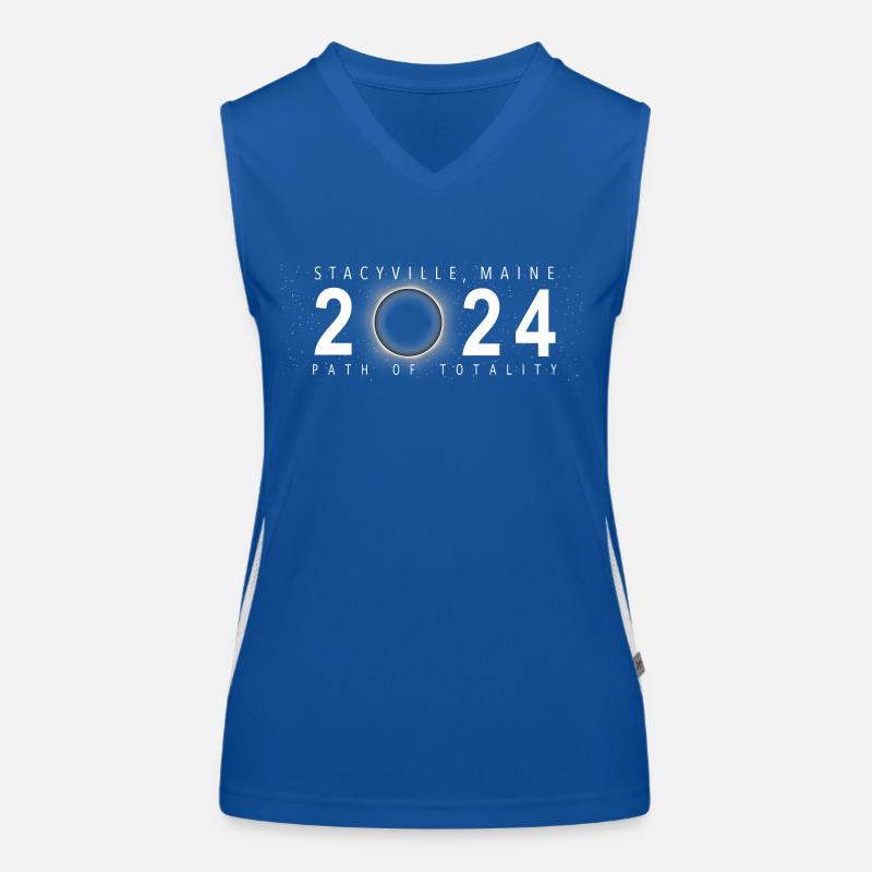 Solar Eclipse Stacyville Maine April 8 2024 Women's Functional Contrast Tank Top