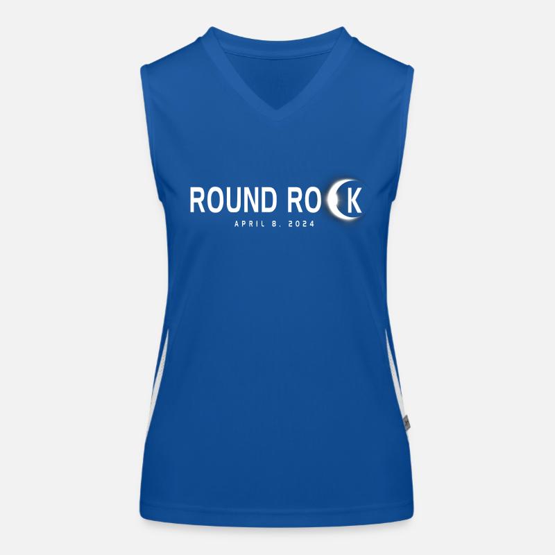 Round Rock Texas Eclipse Souvenir April 8th 2024 Women's Functional Contrast Tank Top