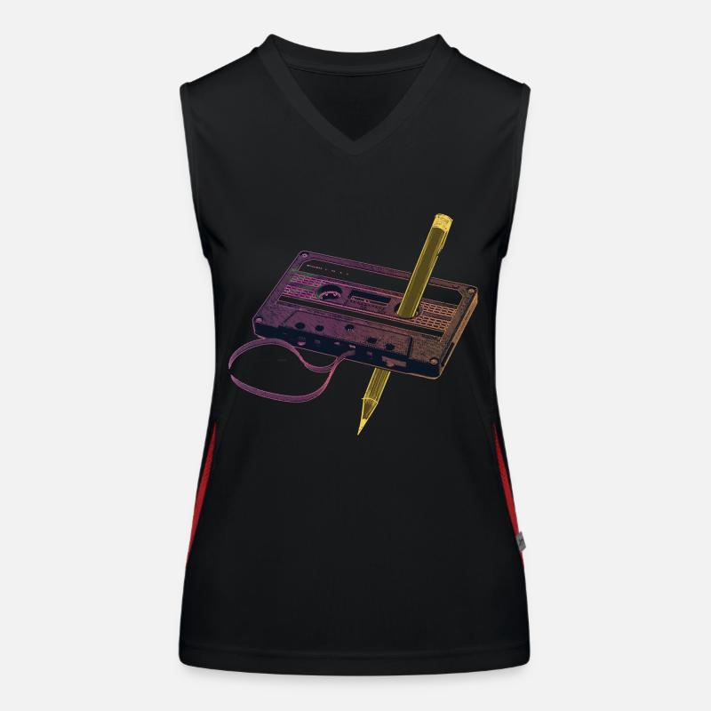Kassette mit Stift - Retro Funktionelles Kontrast-Tank Top für Frauen