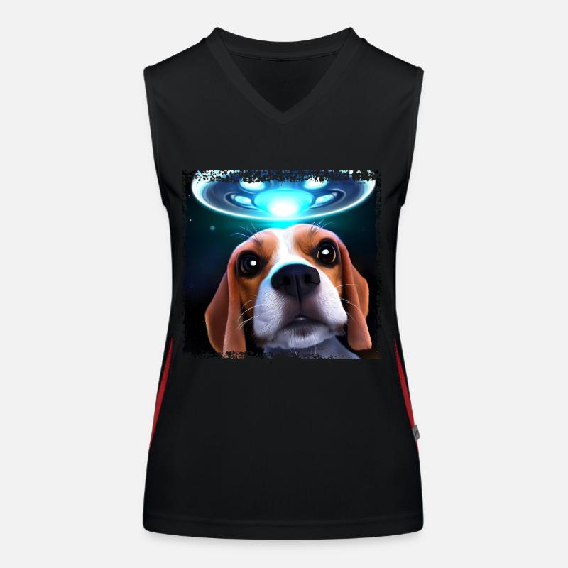 Selfie OVNI avec beagle Débardeur respirant contrasté Femme