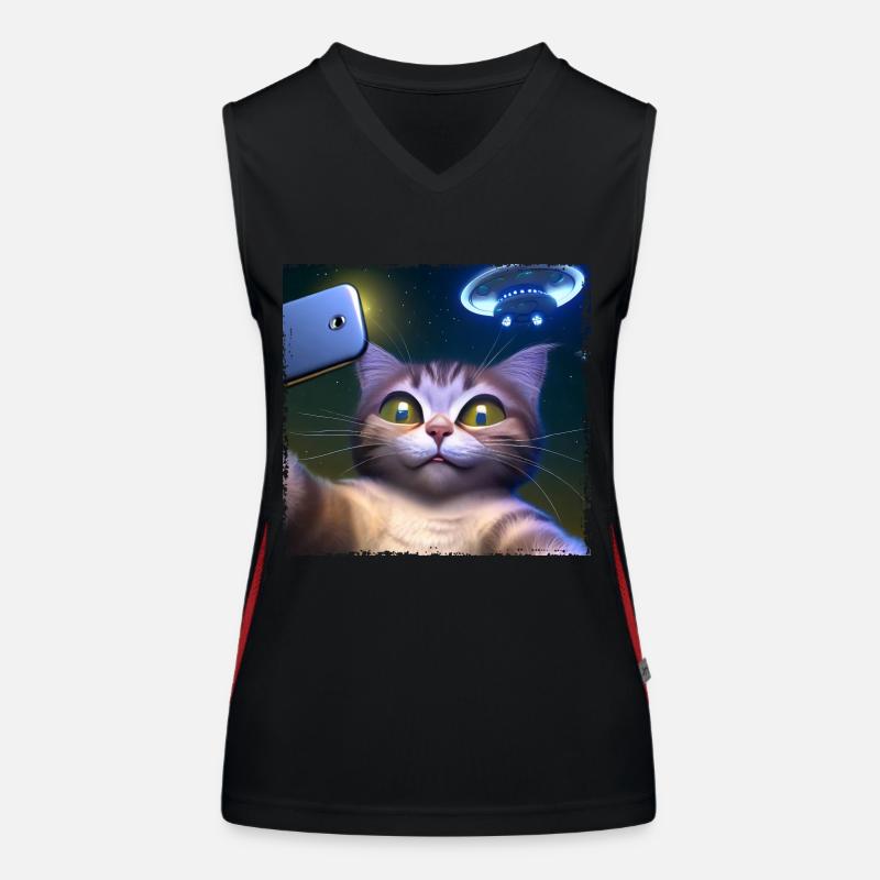 Katzen-Selfie mit UFO Funktionelles Kontrast-Tank Top für Frauen