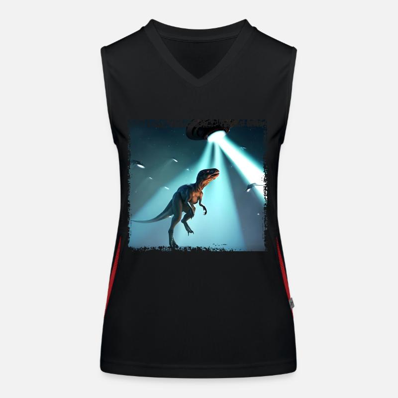 UFO meets dinosaur Women's Functional Contrast Tank Top
