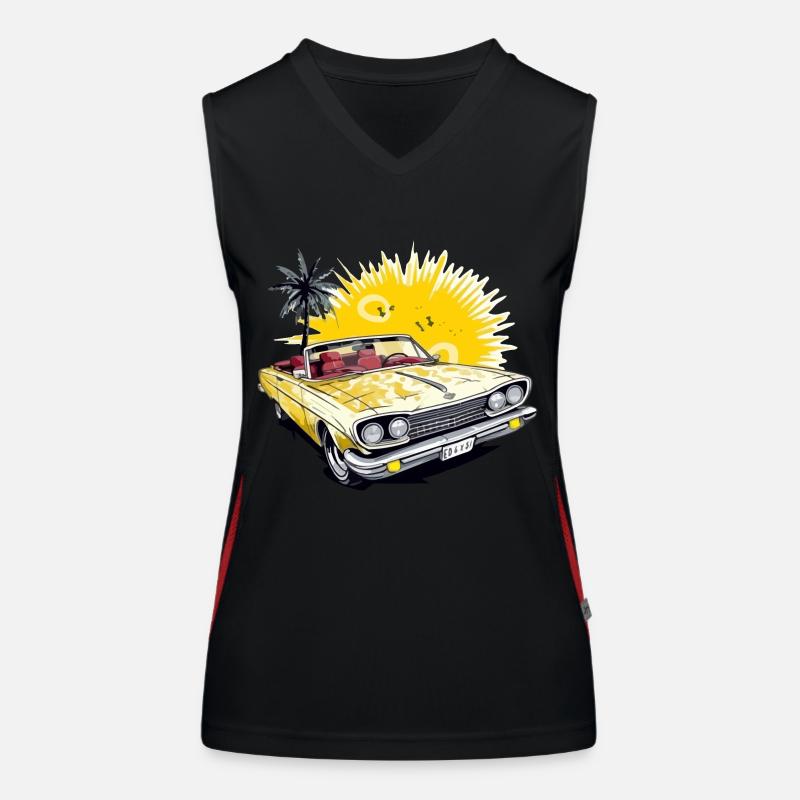 American convertible car Women's Functional Contrast Tank Top