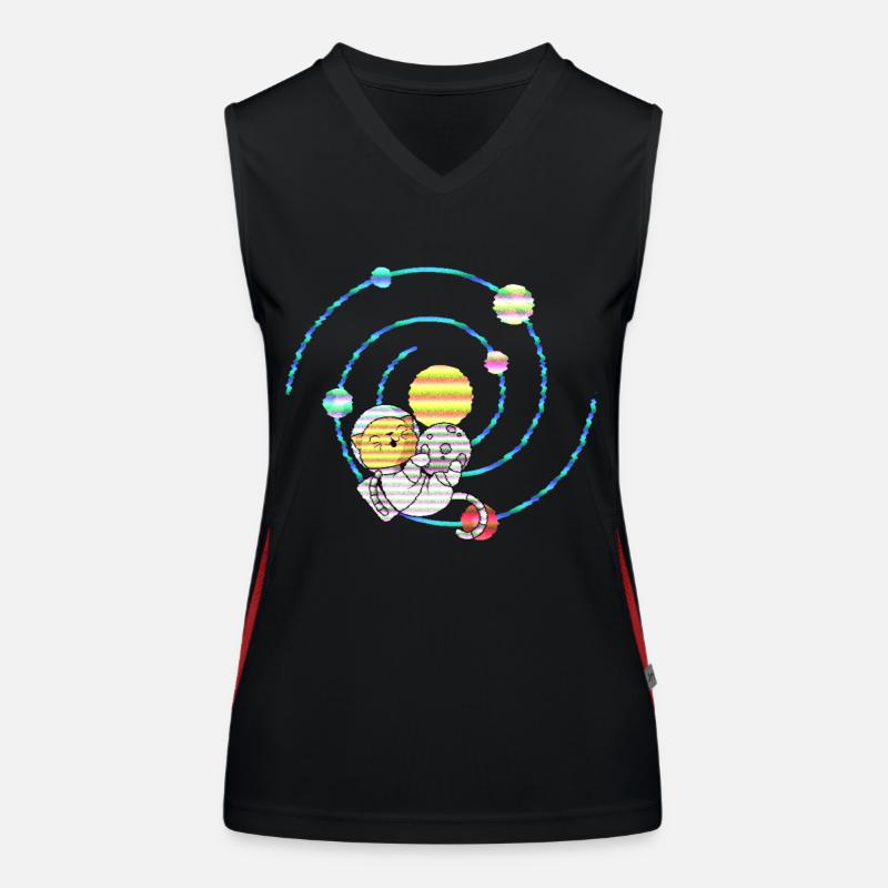 Chat spatial en orbite terrestre Débardeur respirant contrasté Femme