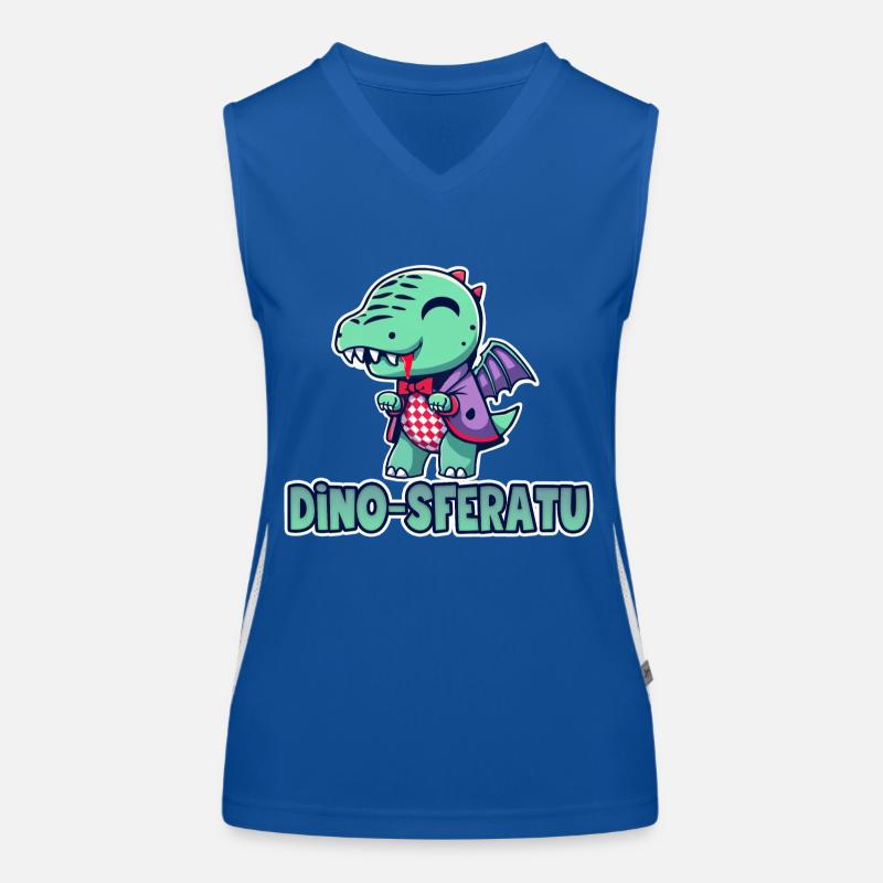 Drawing Dinosaur Vampire Chibi Humor Women's Functional Contrast Tank Top