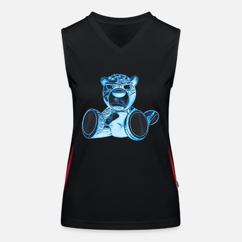 Creepy Teddy Blue Funktionelles Kontrast-Tank Top für Frauen