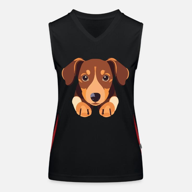 Chiot chien teckel mignon Débardeur respirant contrasté Femme
