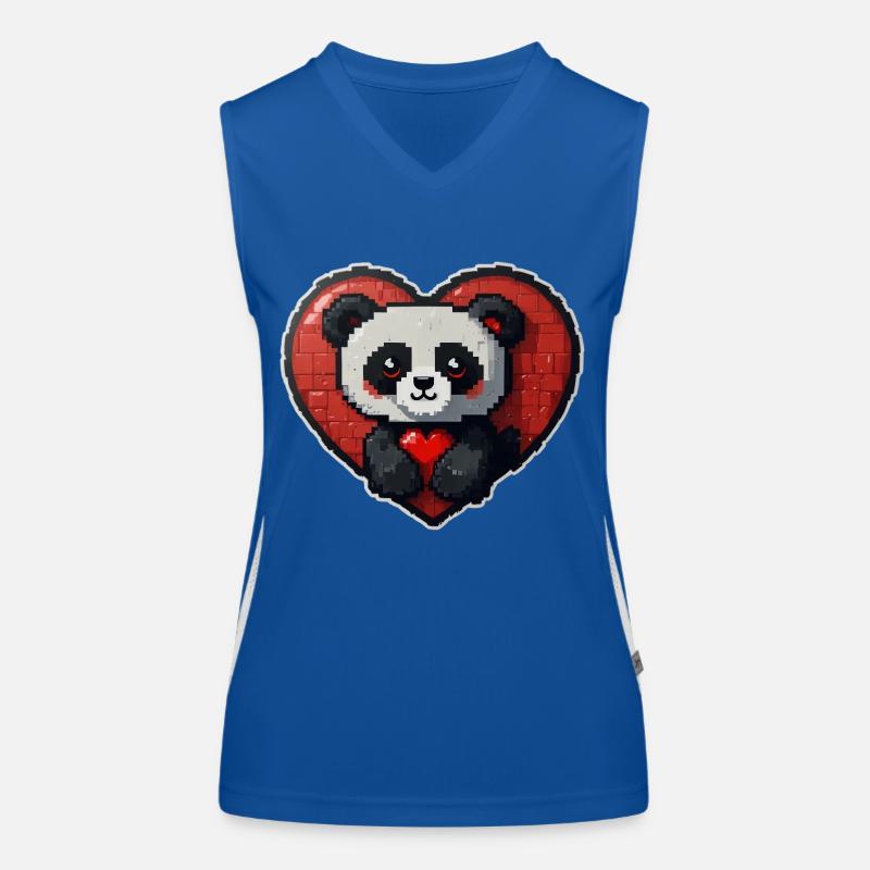 Pixel-Panda mit großem Herz Funktionelles Kontrast-Tank Top für Frauen