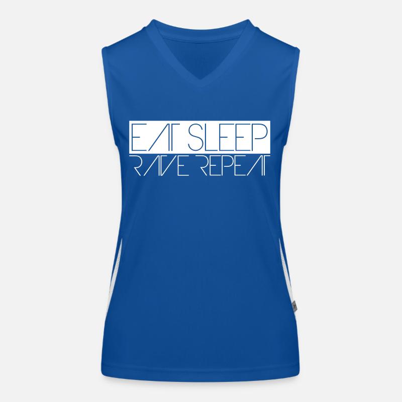 Eat Sleep Rave Repeat Essen Schlafen Raven Spruch Funktionelles Kontrast-Tank Top für Frauen
