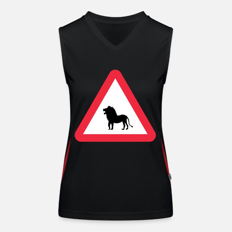 Caution Lion Warning Women's Functional Contrast Tank Top