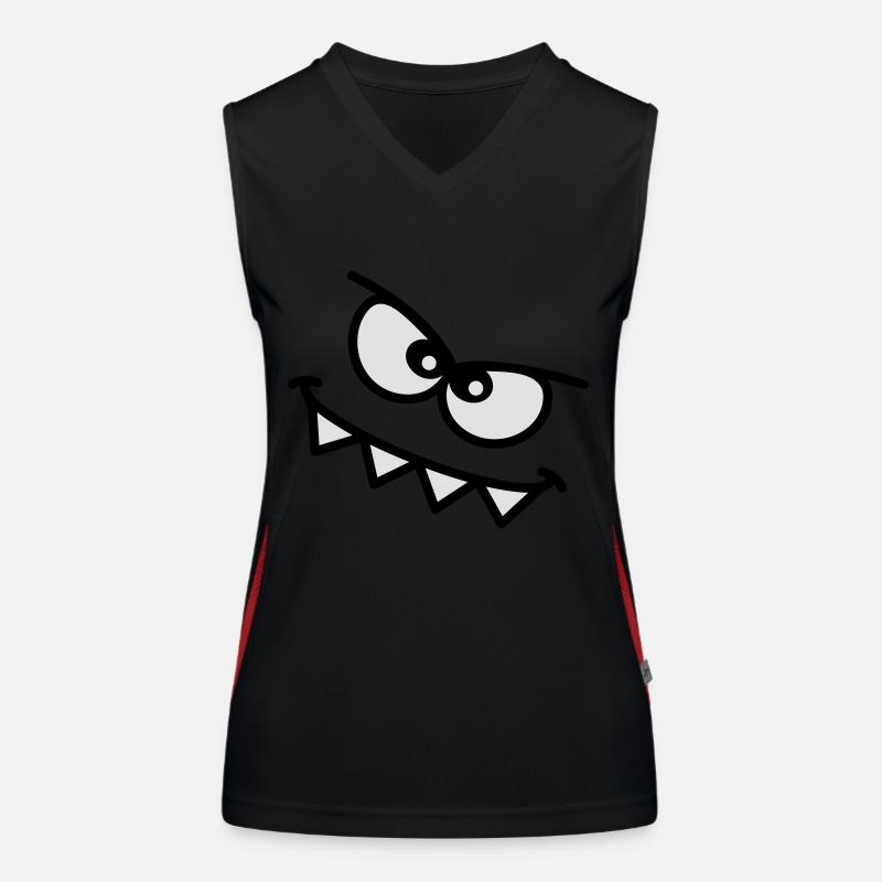 Evil Peeping Cartoon Monster Face Sharp Teeth Women's Functional Contrast Tank Top