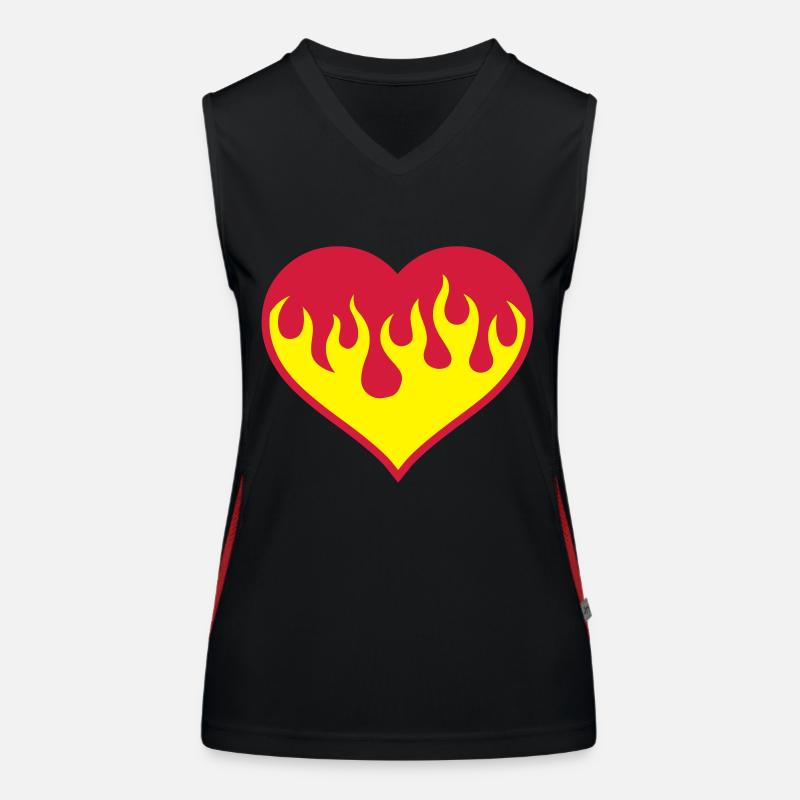 Flammendes Herz Funktionelles Kontrast-Tank Top für Frauen