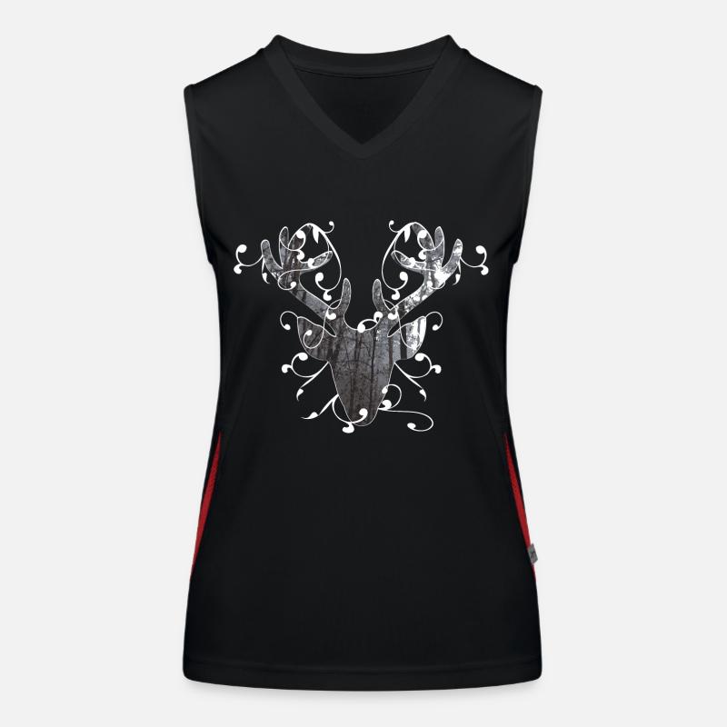Hirsch Kopf Trachten Dirndl Motiv Äste Funktionelles Kontrast-Tank Top für Frauen