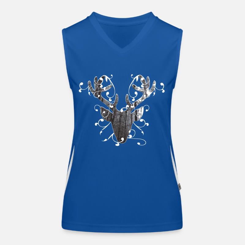 Deer head traditional costumes dirndl motif branches Women's Functional Contrast Tank Top