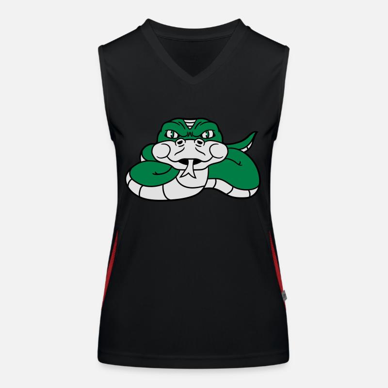 angry dangerous snake constrictor comic cartoon de Women's Functional Contrast Tank Top