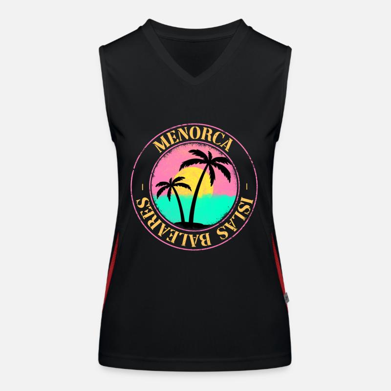 Menorca Summer Sun Beach Sea Palm Trees Party Women's Functional Contrast Tank Top