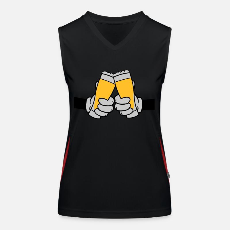 2 Freunde Anstoßen Bierglas Funktionelles Kontrast-Tank Top für Frauen