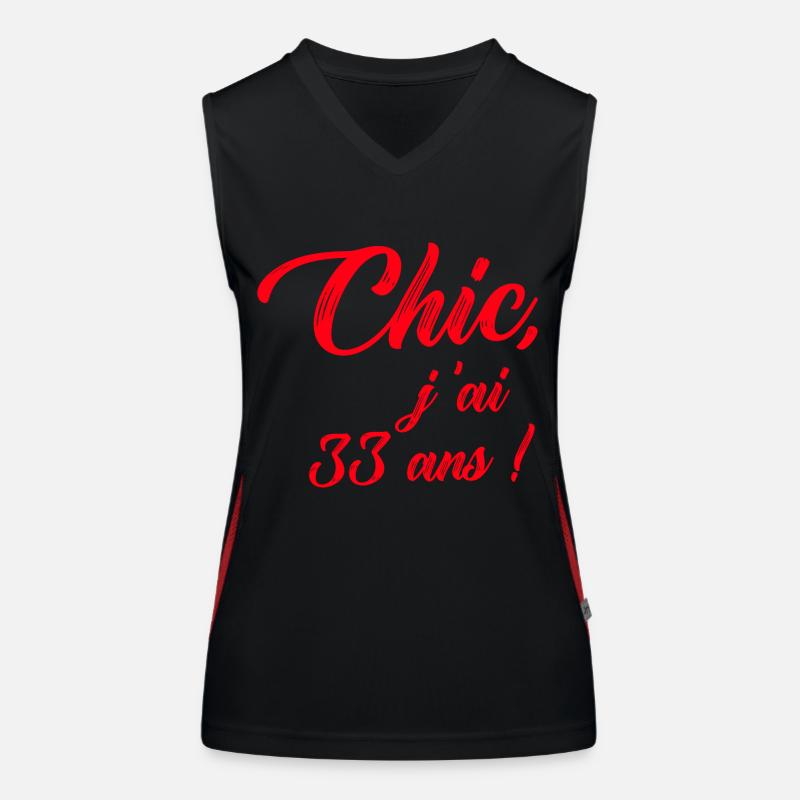anniversaire chic j'ai 33 ans ! rouge Débardeur respirant contrasté Femme