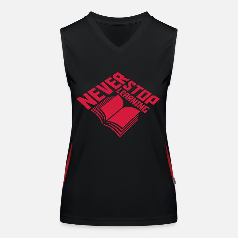 never stop learning Zitat Funktionelles Kontrast-Tank Top für Frauen