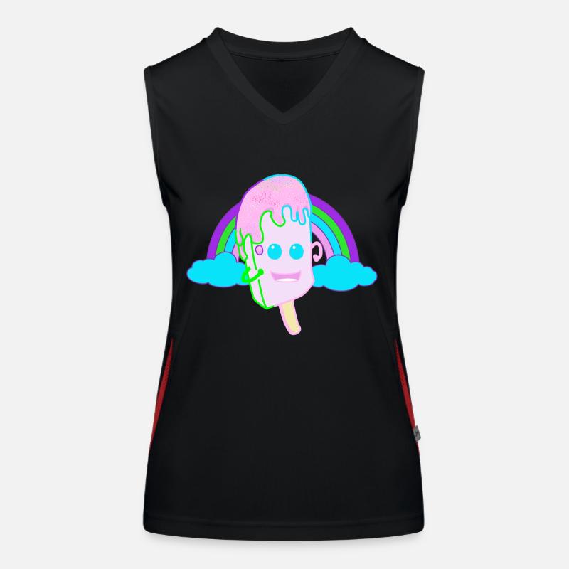 Happy Regenbogen Eis Eiskrem Kinder Fantasy Funktionelles Kontrast-Tank Top für Frauen