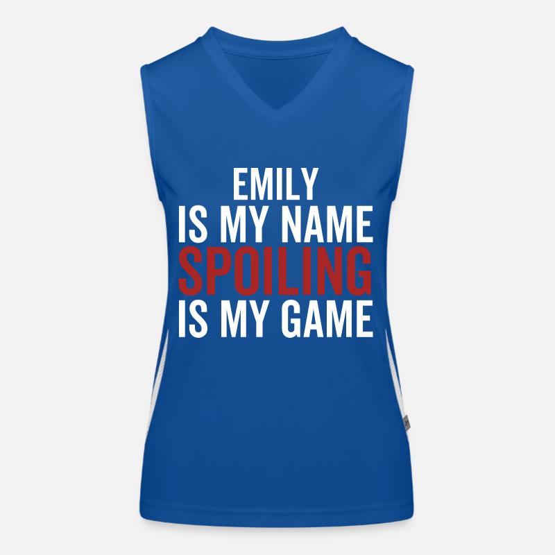Emily est mon nom Spoiling est mon jeu Débardeur respirant contrasté Femme