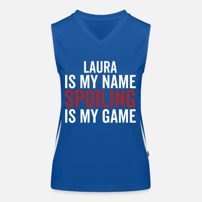 Laura est mon nom Spoiling est mon jeu Débardeur respirant contrasté Femme
