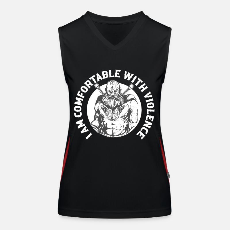 I Am Comfortable With Violence Viking Norse Women's Functional Contrast Tank Top