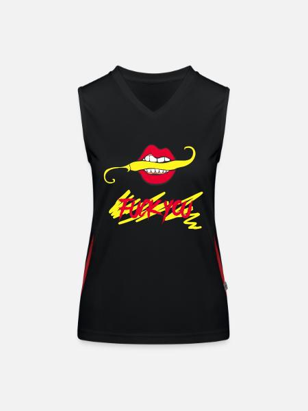 fuck you - Women's Functional Contrast Tank Top - black/red - Front