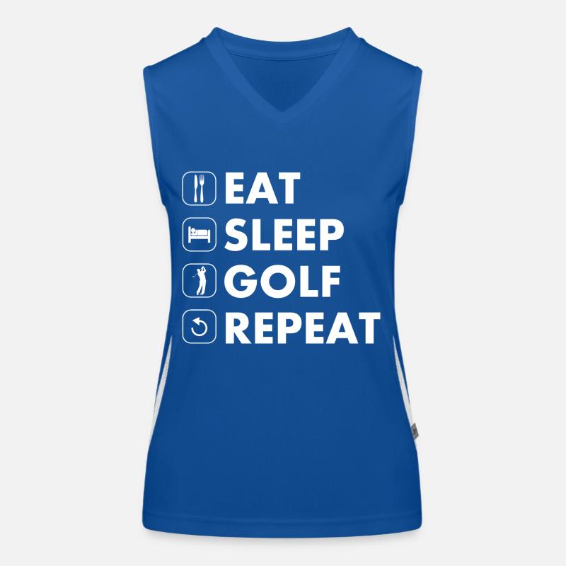 Golf eat sleep repeat weiß Funktionelles Kontrast-Tank Top für Frauen
