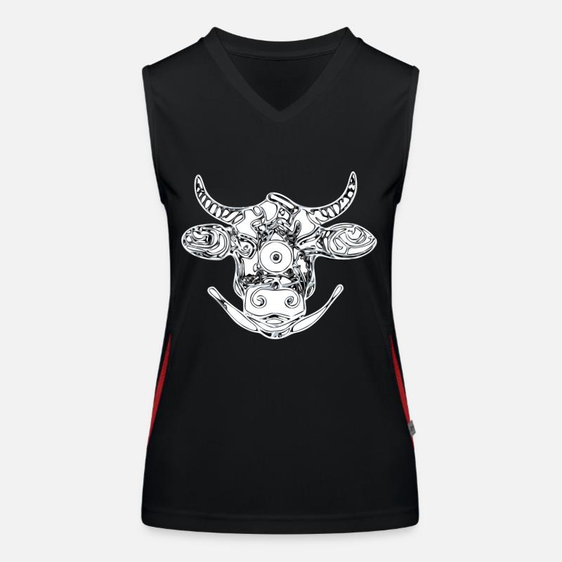 Zentangle-Kuhkopf Funktionelles Kontrast-Tank Top für Frauen