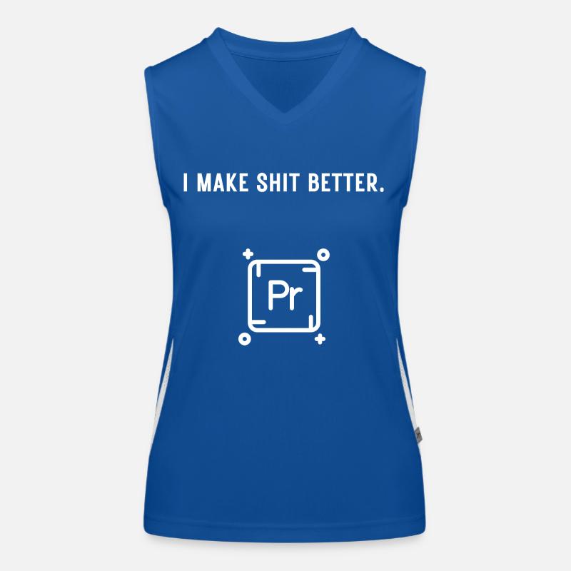 I Make Shit Better. Video Editing & Video Cutter Funktionelles Kontrast-Tank Top für Frauen