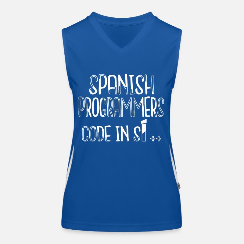 present backend developer happy computer humor Funktionelles Kontrast-Tank Top für Frauen