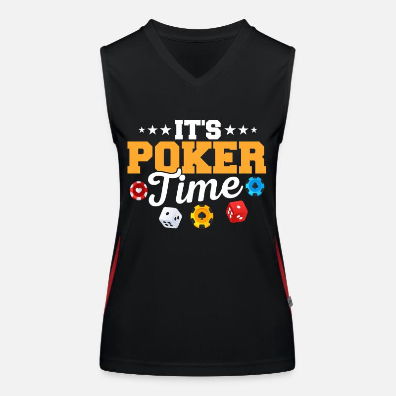 It's Poker Time Card Player Gambling Women's Functional Contrast Tank Top