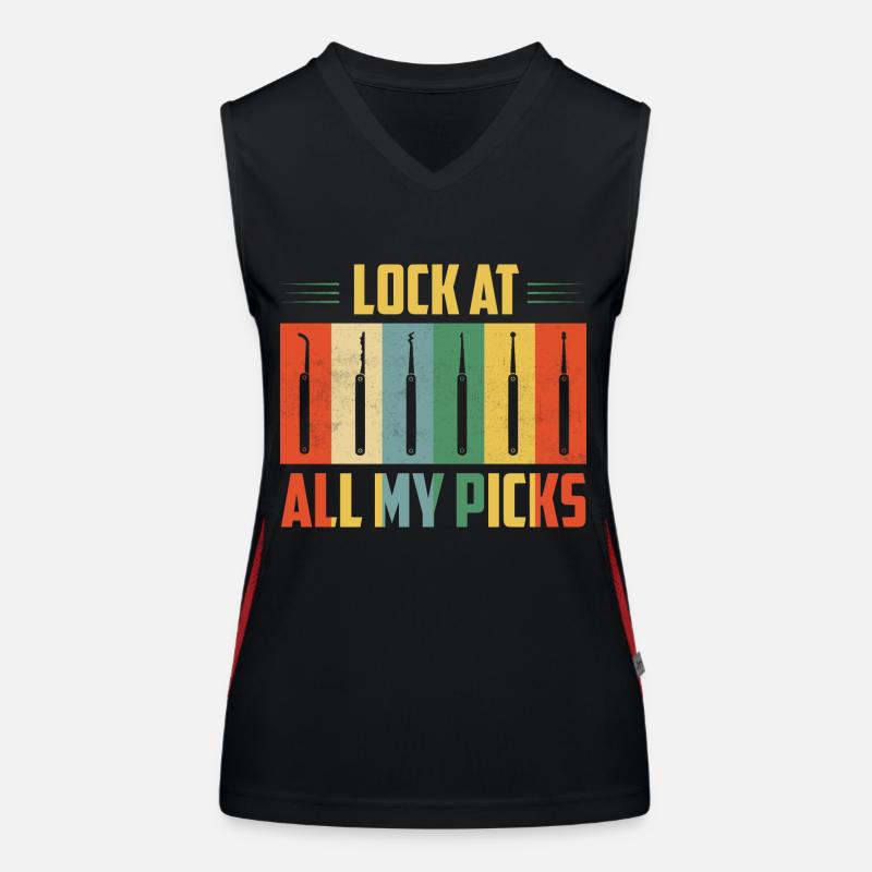 Lock At All My Picks Lockpicker Locksmith Women's Functional Contrast Tank Top