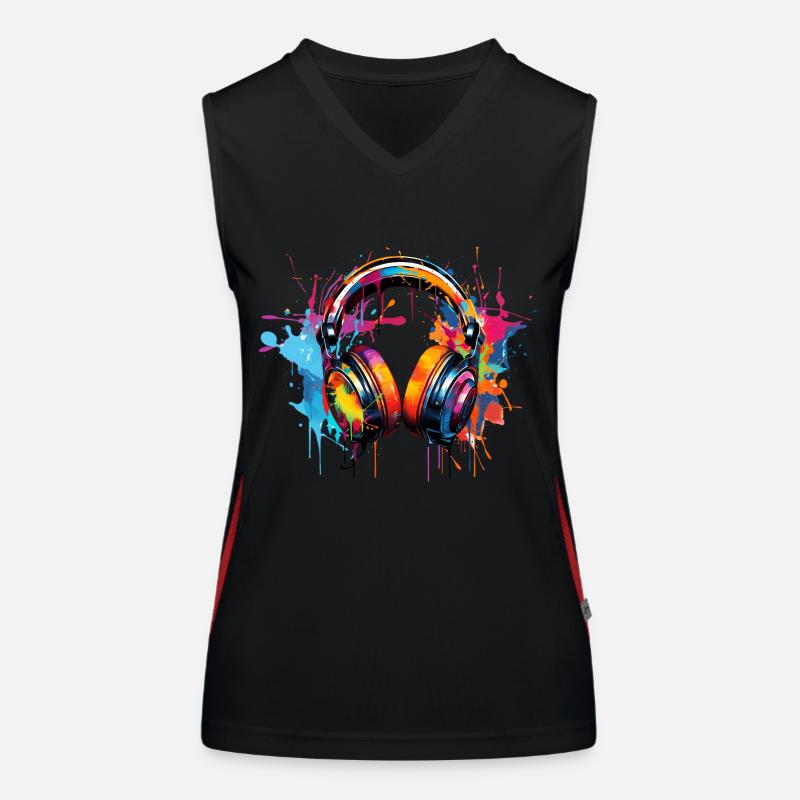 Kopfhörer Graffiti Style Funktionelles Kontrast-Tank Top für Frauen
