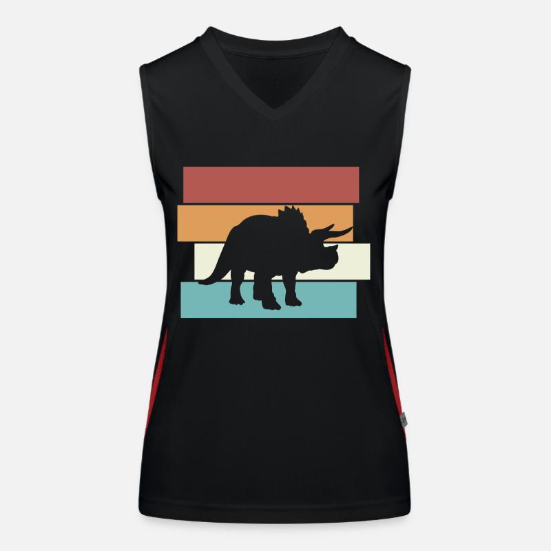 Dino Retro Dinosaur Triceratops Women's Functional Contrast Tank Top