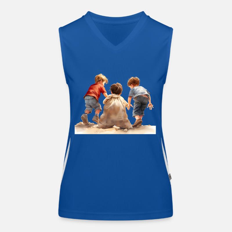 Sack races, a children's game from times gone by Women's Functional Contrast Tank Top