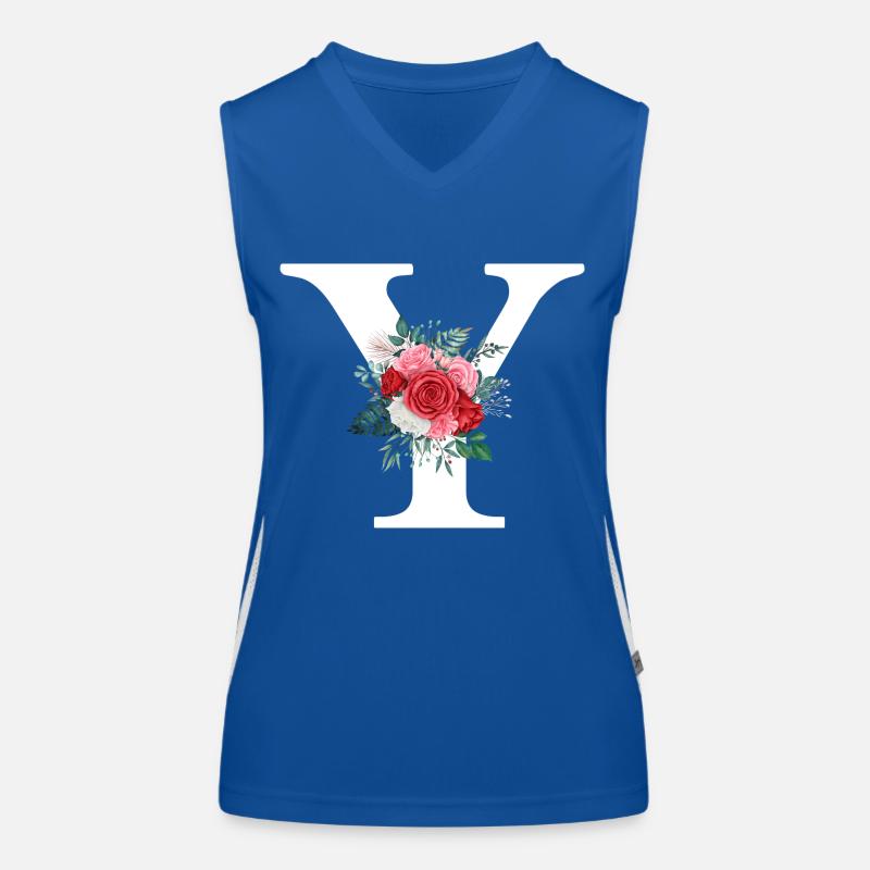 Roter floraler Y-Buchstabe Funktionelles Kontrast-Tank Top für Frauen