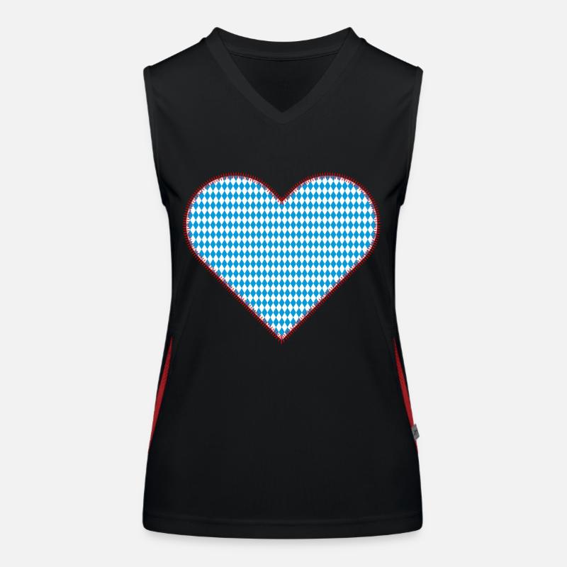 Cœur bavarois comme patchs Débardeur respirant contrasté Femme