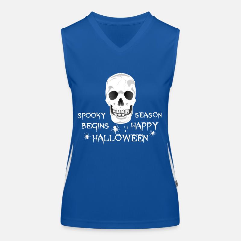 halloween skull scary Women's Functional Contrast Tank Top
