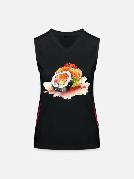 Sushi - Débardeur respirant contrasté Femme - noir/rouge - Devant