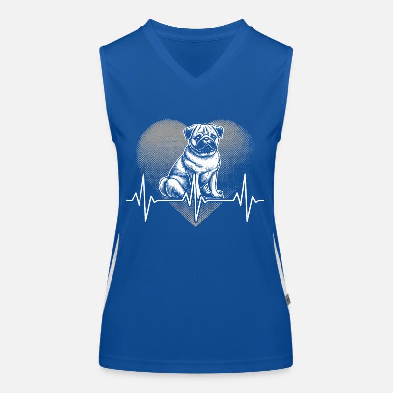 Herzschlag Mops Hund Funktionelles Kontrast-Tank Top für Frauen