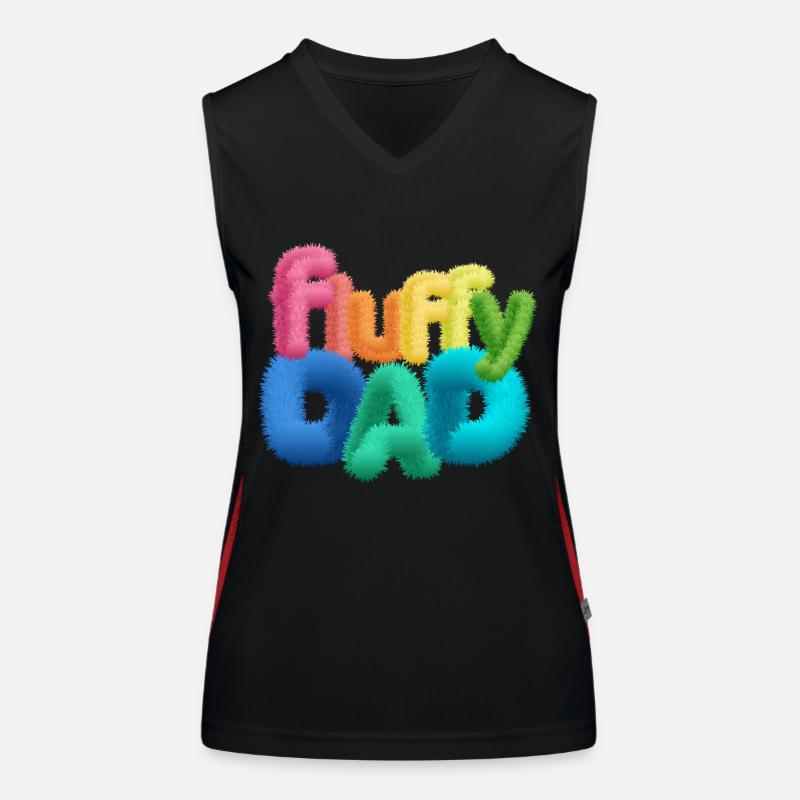 Fluffy Dad – Farbenfrohe, flauschige Typografie Funktionelles Kontrast-Tank Top für Frauen