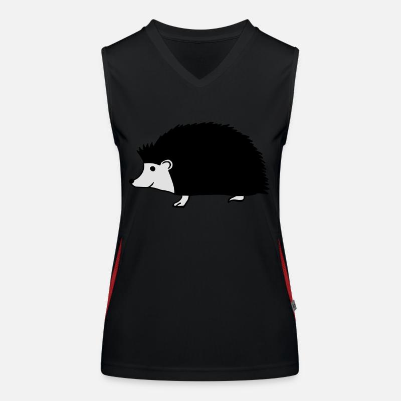 hand drawn hedgehog Women's Functional Contrast Tank Top