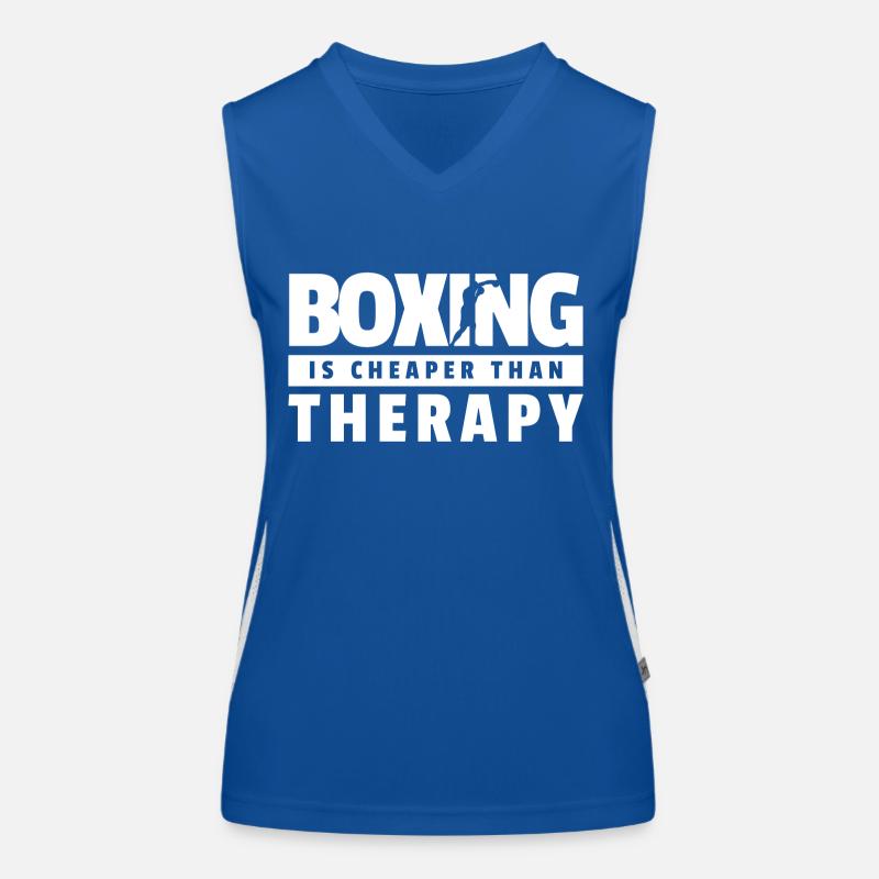 Boxing is cheaper than Therapy Geschenk Boxer Funktionelles Kontrast-Tank Top für Frauen