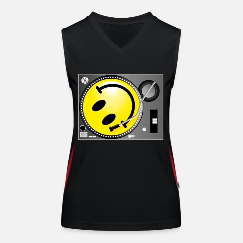 Smiley Record Player Women's Functional Contrast Tank Top