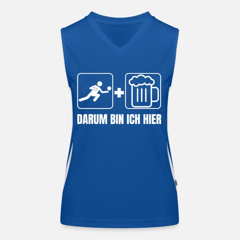 Faustball und Bier darum bin ich hier Faustballer Funktionelles Kontrast-Tank Top für Frauen